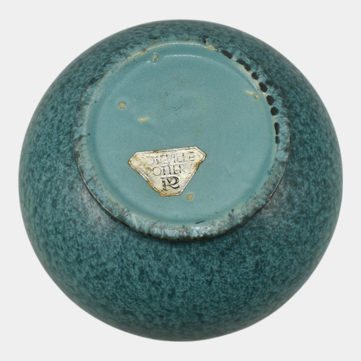 Roseville Tourmaline Turquoise 1933 Art Deco Pottery Round Ceramic Vase 238-5