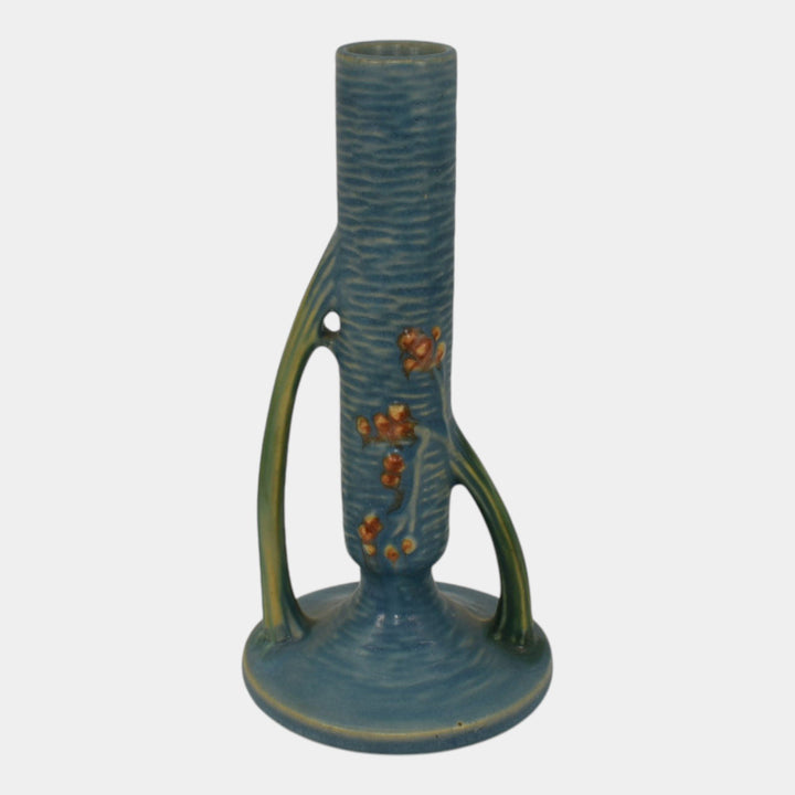 Roseville Bushberry Blue 1941 Vintage Art Pottery Ceramic Bud Vase 152-7
