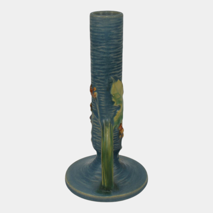 Roseville Bushberry Blue 1941 Vintage Art Pottery Ceramic Bud Vase 152-7