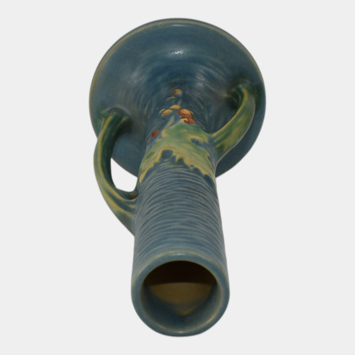 Roseville Bushberry Blue 1941 Vintage Art Pottery Ceramic Bud Vase 152-7