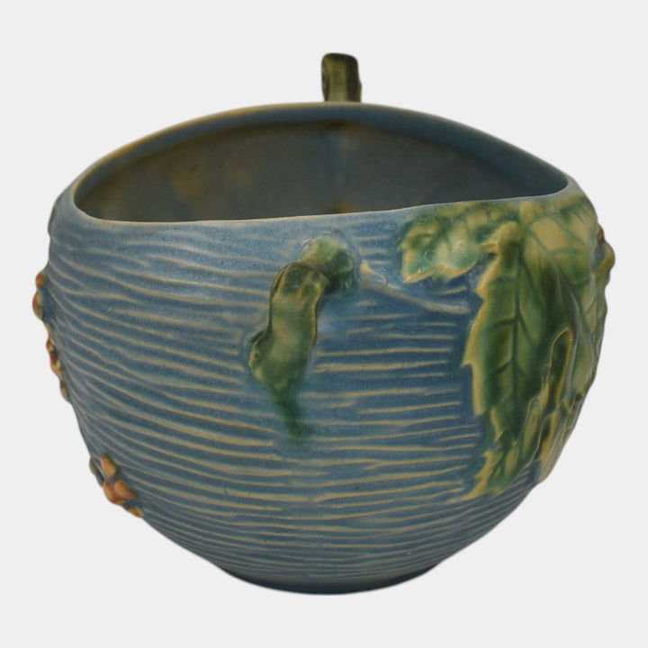 Roseville Bushberry Blue 1941 Vintage Art Pottery Ceramic Bowl 411-4