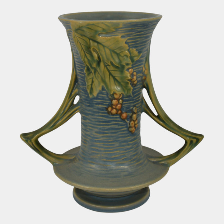 Roseville Bushberry Blue 1941 Vintage Art Pottery Ceramic Handled Vase 34-8