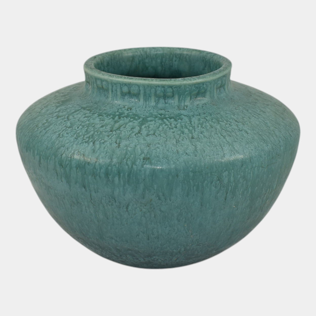 Roseville Tourmaline Turquoise Blue 1933 Art Deco Pottery Ceramic Vase A-200-4 - Just Art Pottery