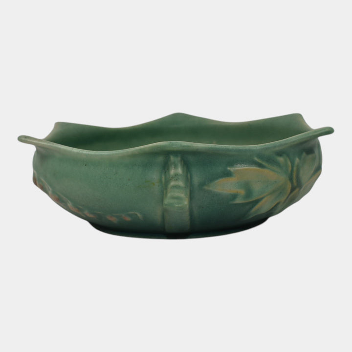 Roseville Bleeding Heart Green 1940 Vintage Art Pottery Ceramic Bowl 379-6