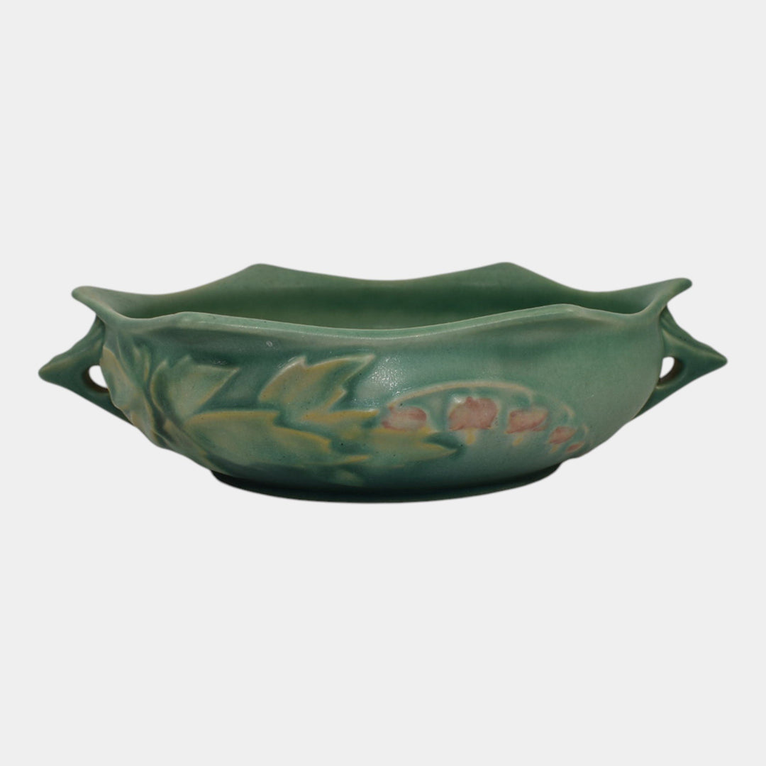 Roseville Bleeding Heart Green 1940 Vintage Art Pottery Ceramic Bowl 379-6