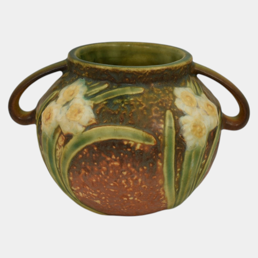 Roseville Jonquil 1931 Vintage Arts And Crafts Pottery Brown Ceramic Vase 524-4
