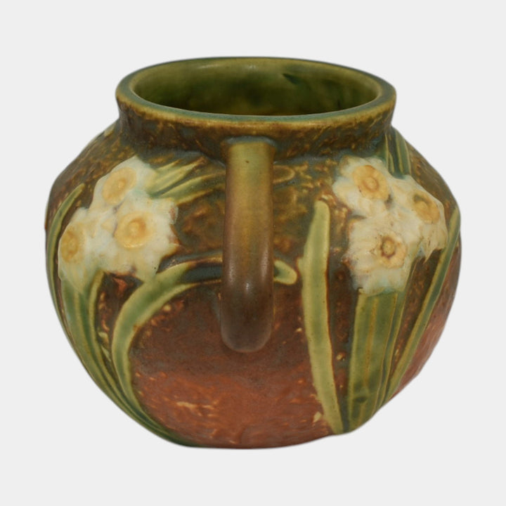 Roseville Jonquil 1931 Vintage Arts And Crafts Pottery Brown Ceramic Vase 524-4