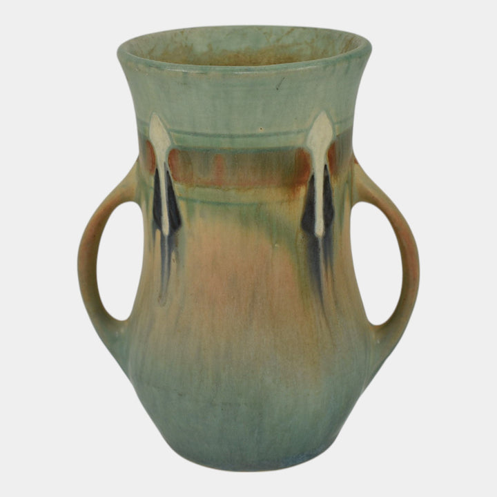 Roseville Montacello Green 1931 Vintage Arts And Crafts Pottery Vase 556-5