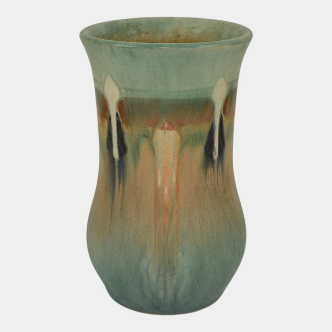 Roseville Montacello Green 1931 Vintage Arts And Crafts Pottery Vase 556-5
