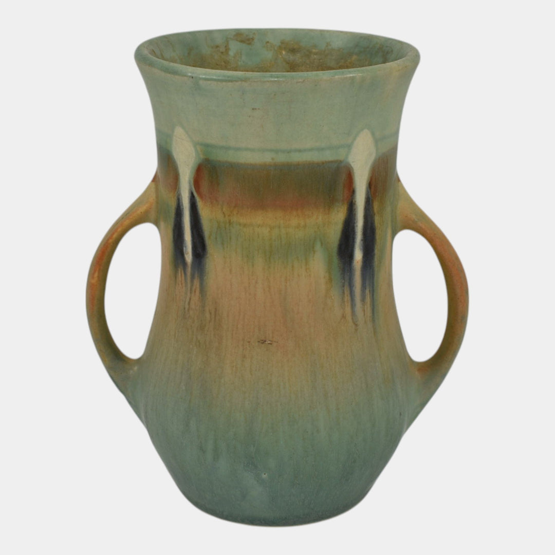 Roseville Montacello Green 1931 Vintage Arts And Crafts Pottery Vase 556-5
