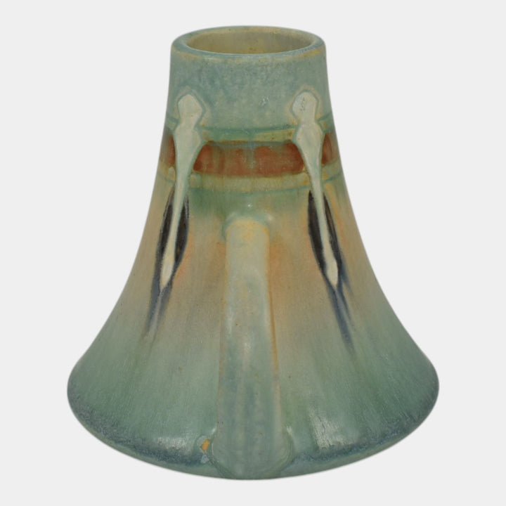 Roseville Montacello Blue 1931 Vintage Arts And Crafts Pottery Ceramic Vase 579 - Just Art Pottery