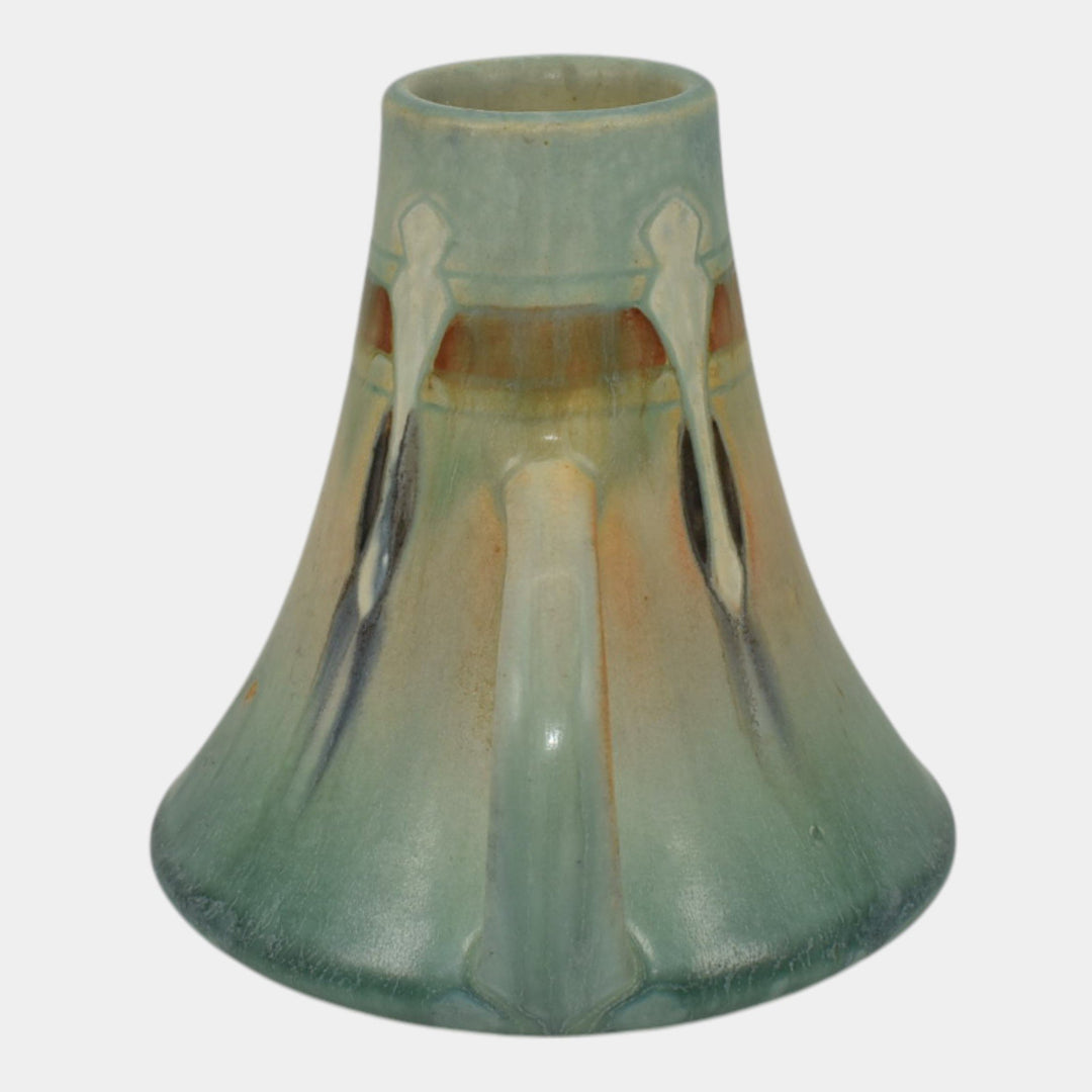 Roseville Montacello Blue 1931 Vintage Arts And Crafts Pottery Ceramic Vase 579 - Just Art Pottery