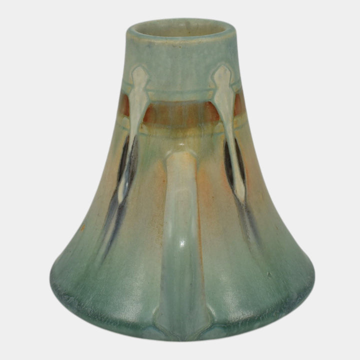 Roseville Montacello Blue 1931 Vintage Arts And Crafts Pottery Ceramic Vase 579 - Just Art Pottery