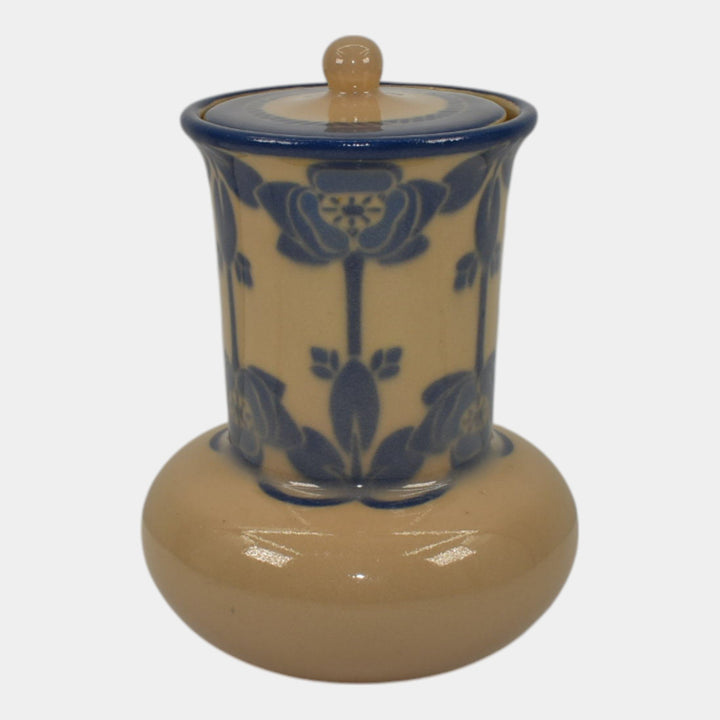 Rookwood 1918 Vintage Art Pottery Tan Blue Glaze Porcelain Lidded Vase 479 Sax