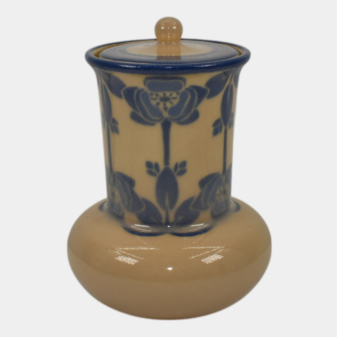 Rookwood 1918 Vintage Art Pottery Tan Blue Glaze Porcelain Lidded Vase 479 Sax