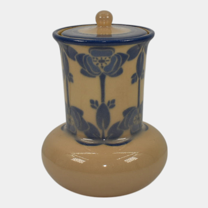 Rookwood 1918 Vintage Art Pottery Tan Blue Glaze Porcelain Lidded Vase 479 Sax