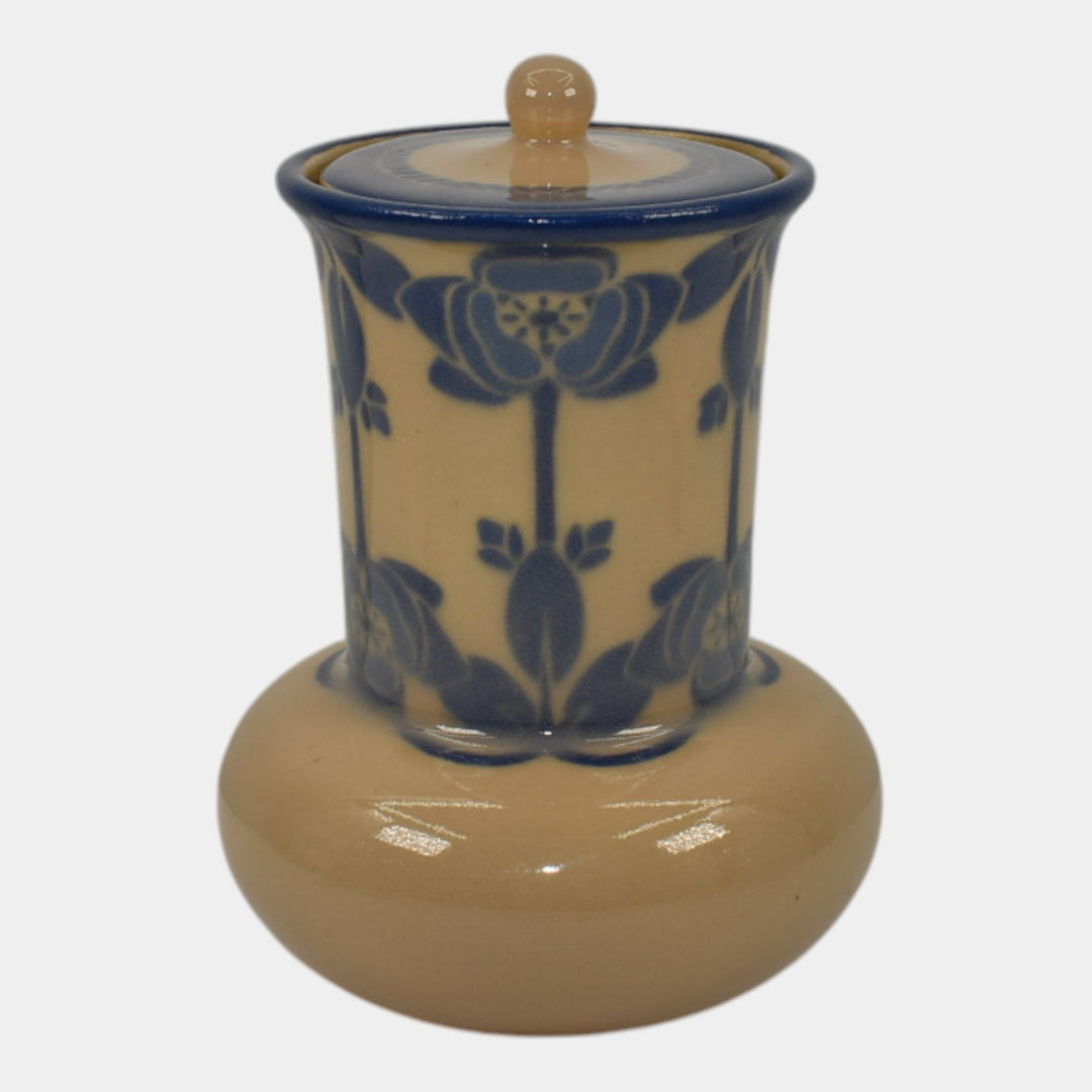 Rookwood 1918 Vintage Art Pottery Tan Blue Glaze Porcelain Lidded Vase 479 Sax
