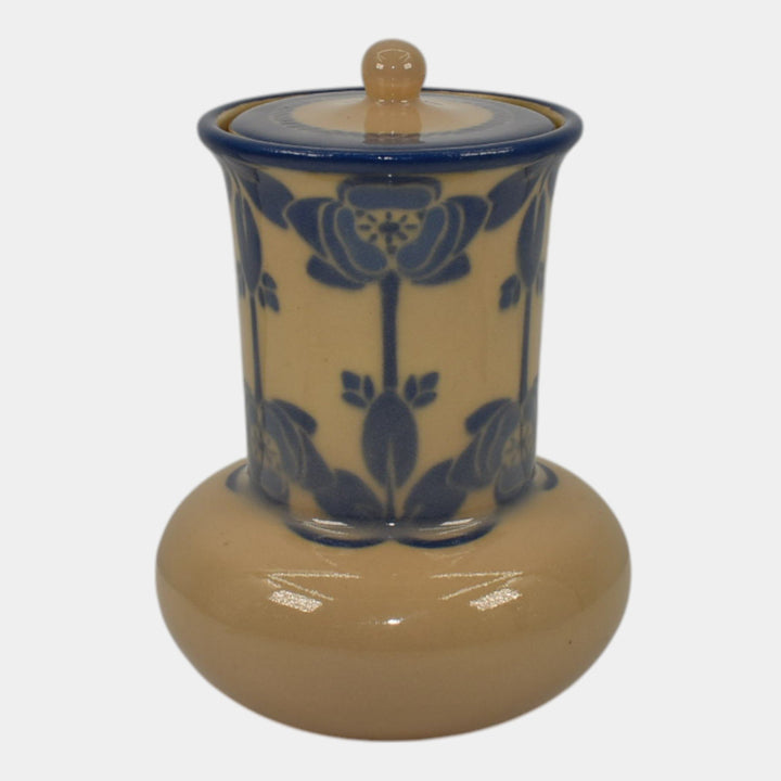 Rookwood 1918 Vintage Art Pottery Tan Blue Glaze Porcelain Lidded Vase 479 Sax