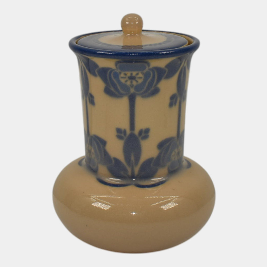 Rookwood 1918 Vintage Art Pottery Tan Blue Glaze Porcelain Lidded Vase 479 Sax