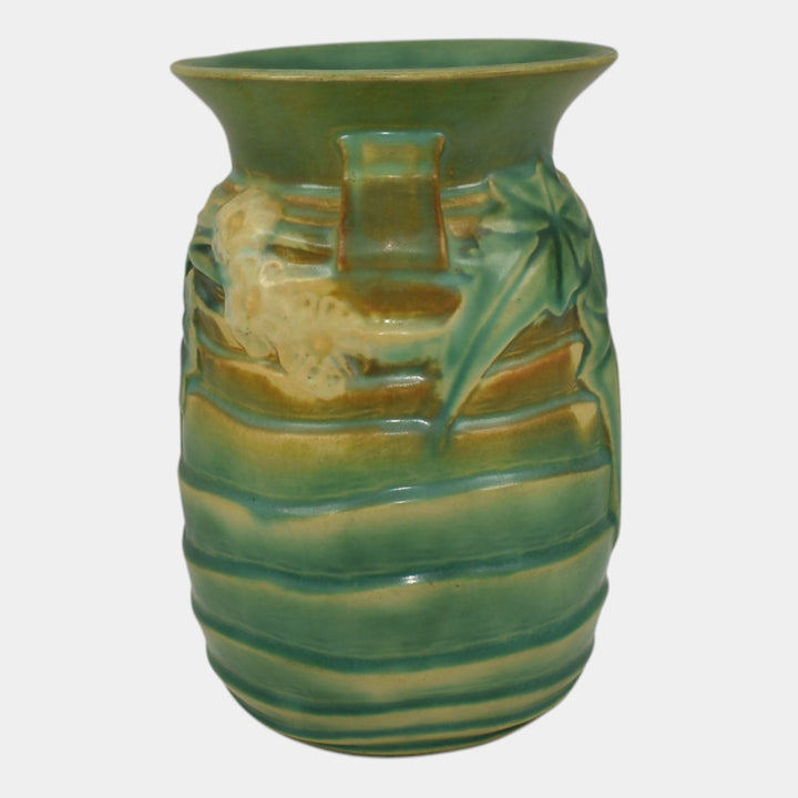 Roseville Luffa Green 1934 Vintage Arts And Crafts Pottery Ceramic Vase 686-7