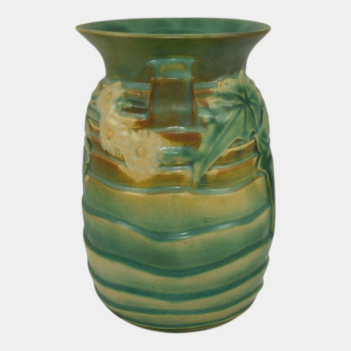 Roseville Luffa Green 1934 Vintage Arts And Crafts Pottery Ceramic Vase 686-7
