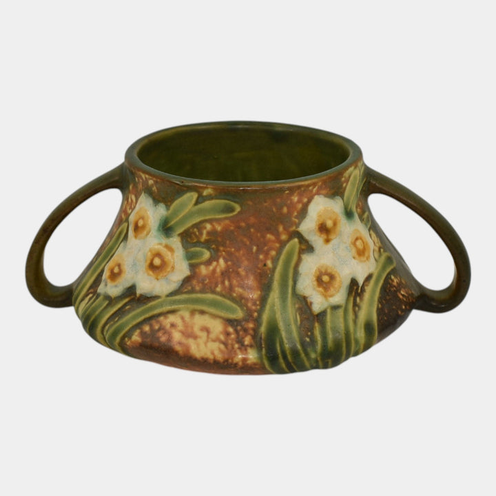 Roseville Jonquil 1931 Vintage Arts And Crafts Pottery Brown Ceramic Vase 523-3