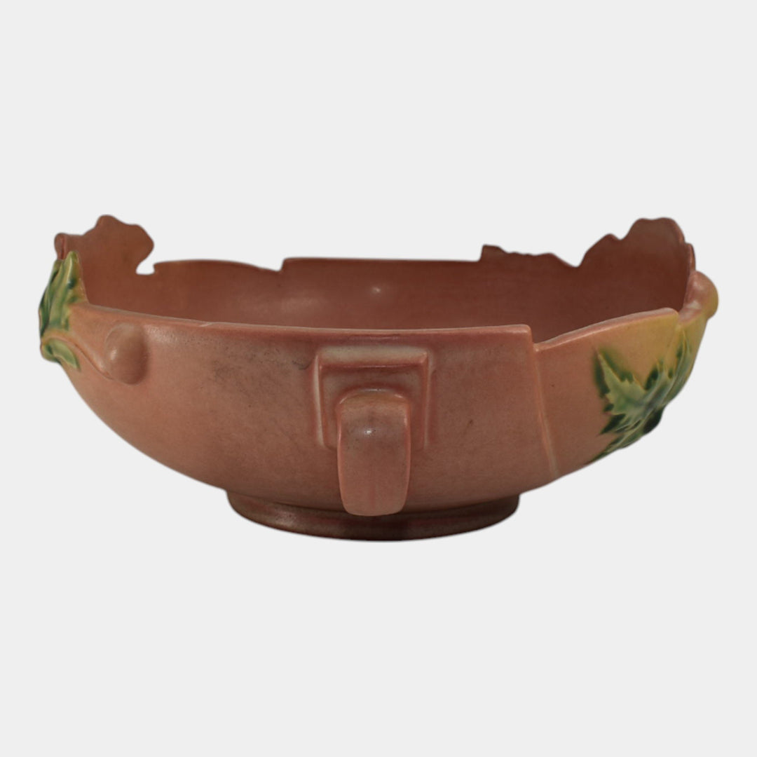 Roseville Poppy Pink 1938 Vintage Art Deco Pottery Ceramic Console Bowl 337-8