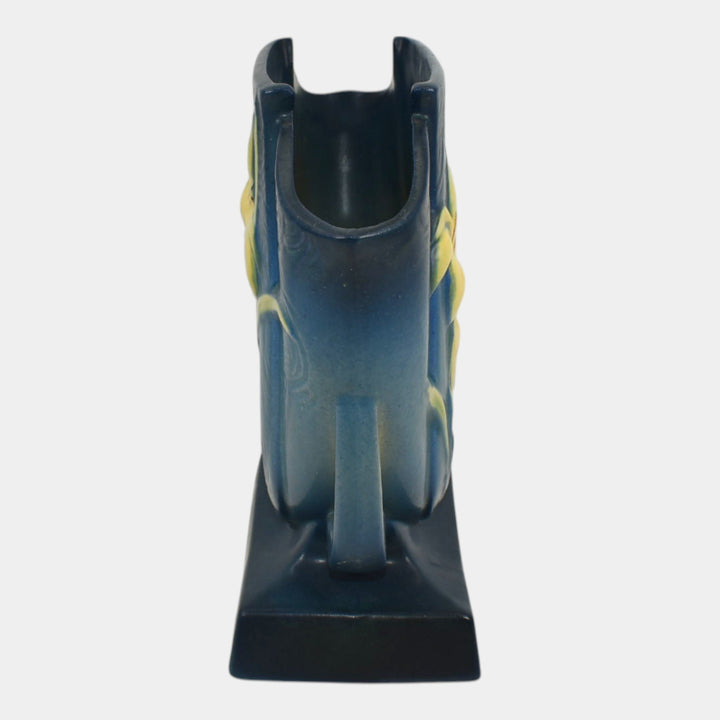 Roseville Zephyr Lily Blue 1946 Mid Century Modern Art Pottery Pillow Vase 206-7