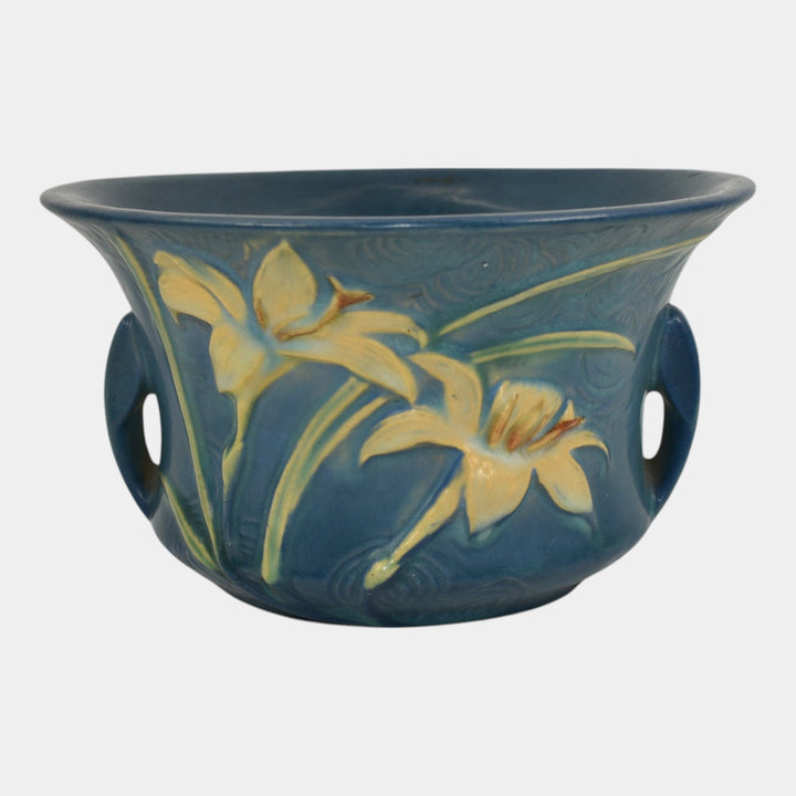 Roseville Zephyr Lily Blue 1946 Vintage Art Pottery Ceramic Bowl Planter 470-5