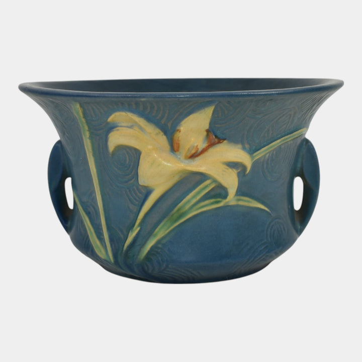 Roseville Zephyr Lily Blue 1946 Vintage Art Pottery Ceramic Bowl Planter 470-5