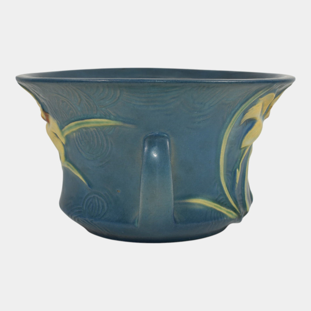 Roseville Zephyr Lily Blue 1946 Vintage Art Pottery Ceramic Bowl Planter 470-5