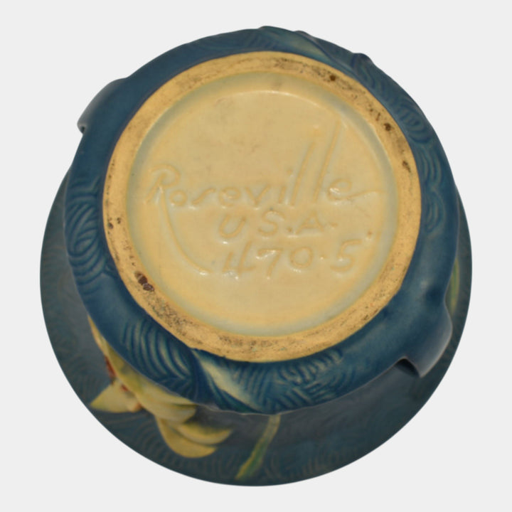 Roseville Zephyr Lily Blue 1946 Vintage Art Pottery Ceramic Bowl Planter 470-5