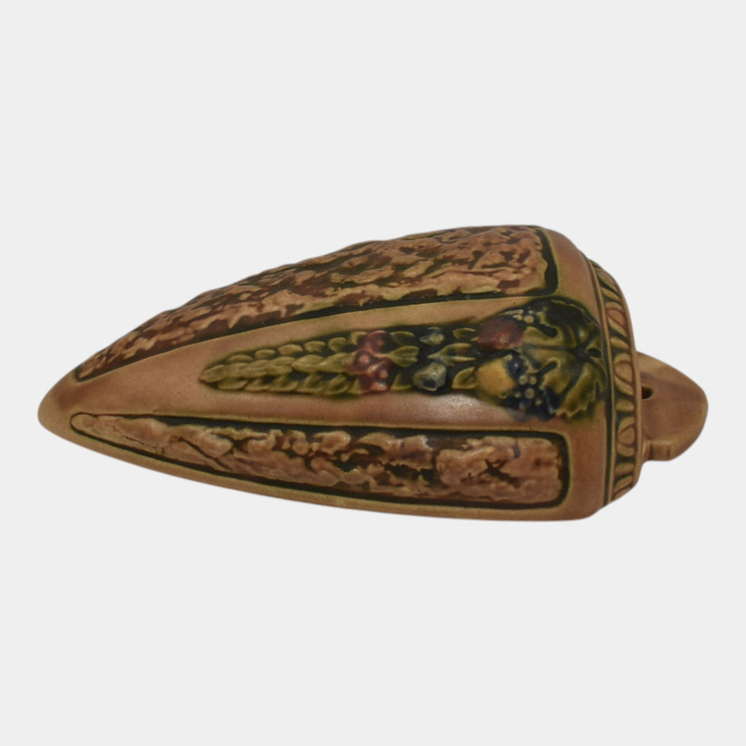 Roseville Florentine I Brown 1924 Vintage Pottery Ceramic Wall Pocket 1230-10
