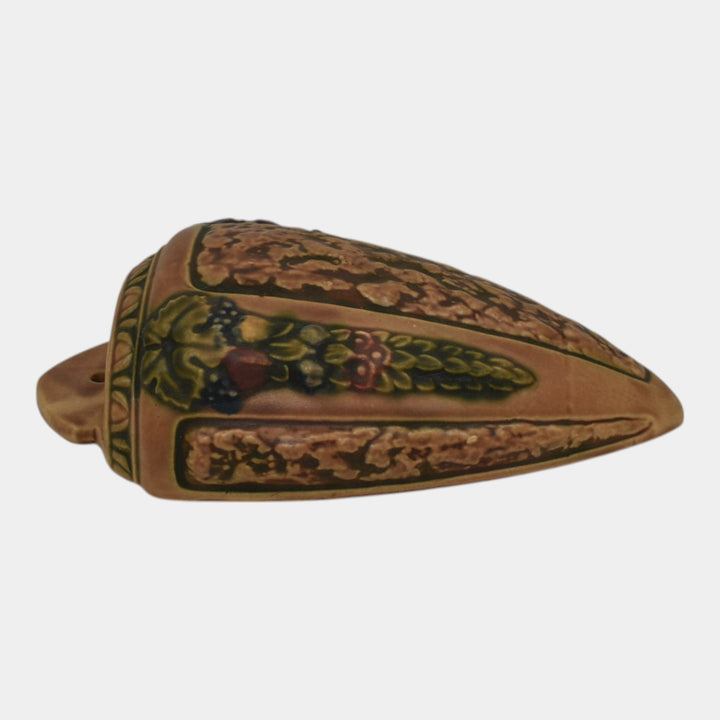 Roseville Florentine I Brown 1924 Vintage Pottery Ceramic Wall Pocket 1230-10