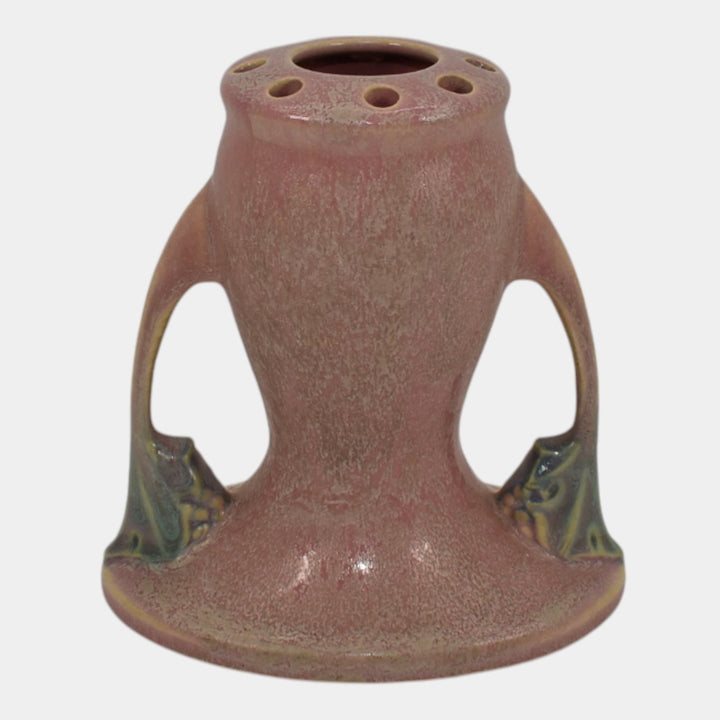 Roseville Tuscany Pink 1927 Vintage Art Deco Pottery Ceramic Flower Frog 66-5