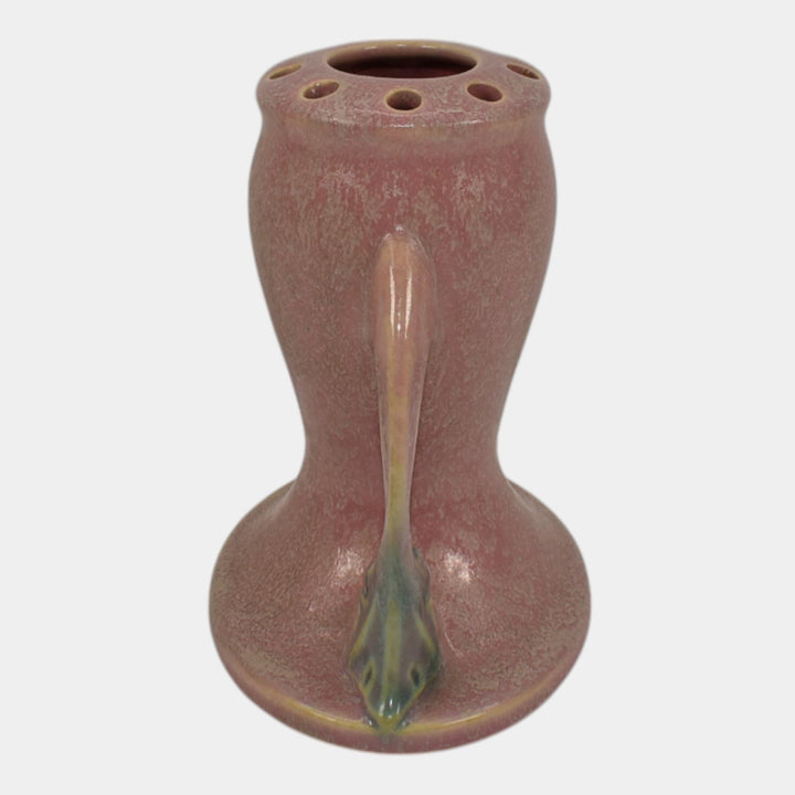 Roseville Tuscany Pink 1927 Vintage Art Deco Pottery Ceramic Flower Frog 66-5