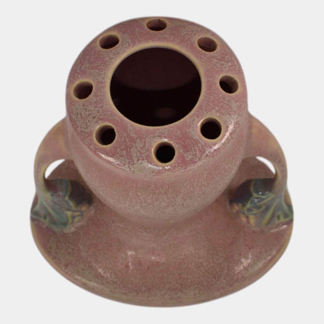 Roseville Tuscany Pink 1927 Vintage Art Deco Pottery Ceramic Flower Frog 66-5