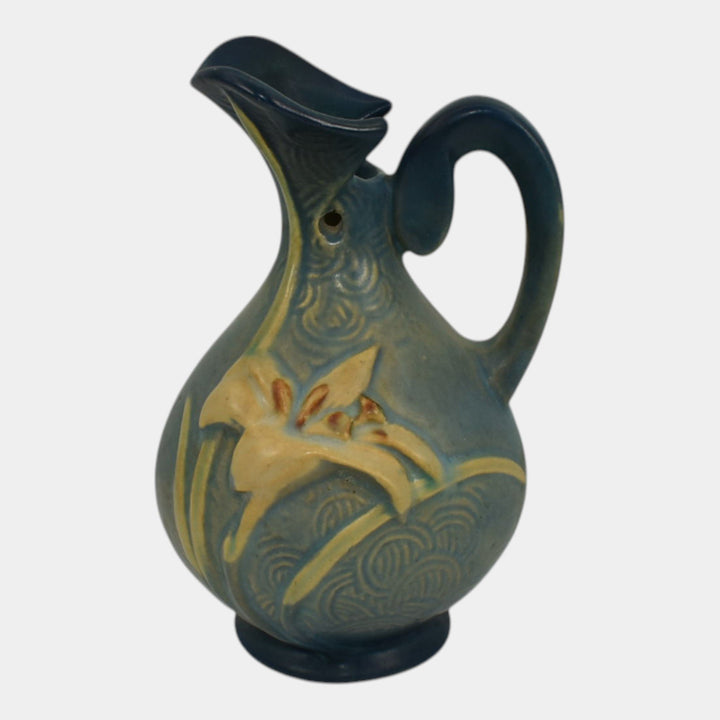 Roseville Zephyr Lily Blue1946 Mid Century Modern Art Pottery Ewer 22-6