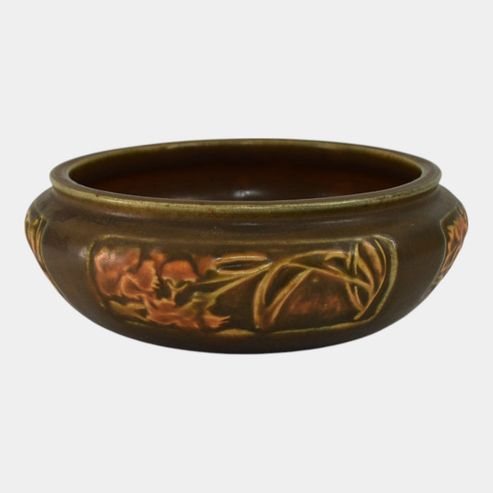Roseville Rosecraft Panel Brown 1926 Arts And Crafts Pottery Bowl