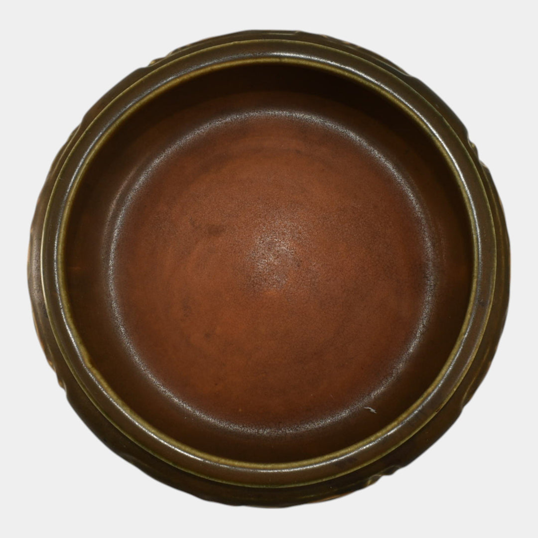 Roseville Rosecraft Panel Brown 1926 Arts And Crafts Pottery Bowl