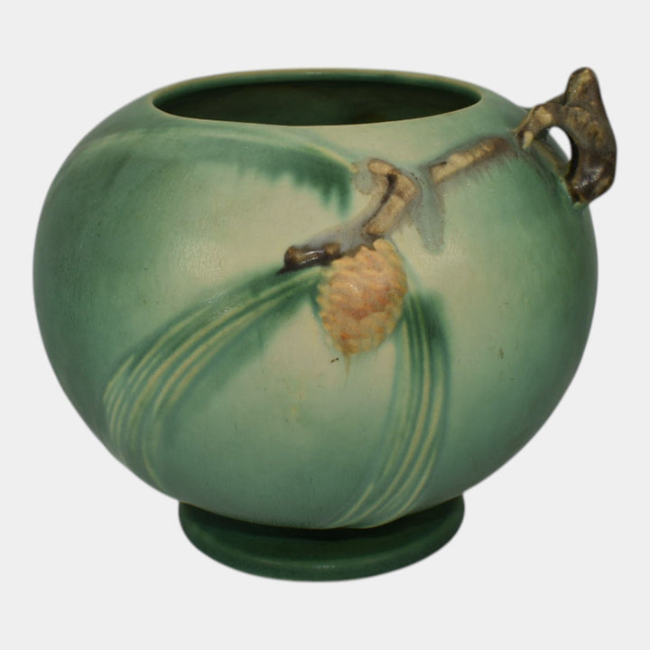 Roseville Pine Cone Green 1936 Vintage Art Pottery Ceramic Bowl Vase 261-6