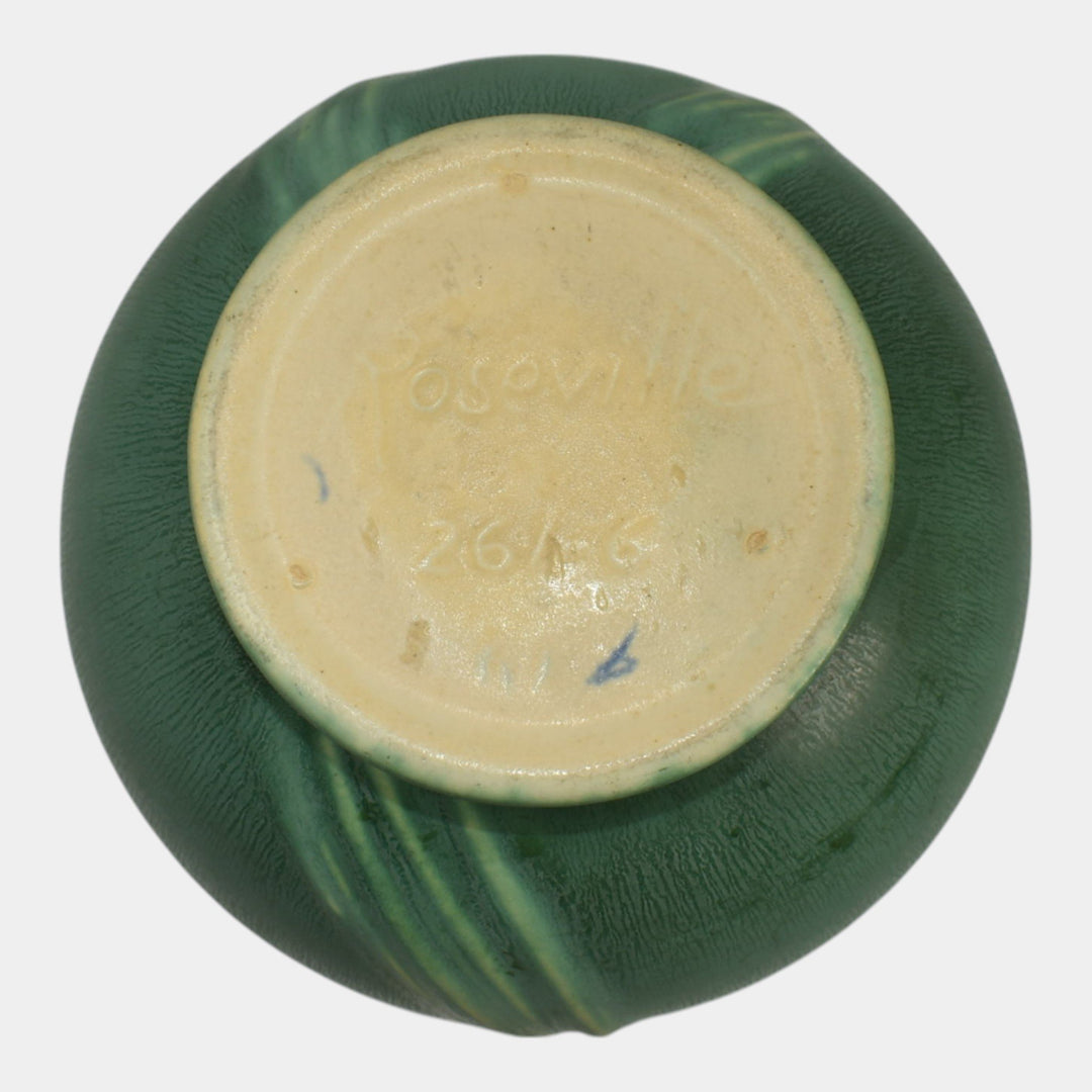 Roseville Pine Cone Green 1936 Vintage Art Pottery Ceramic Bowl Vase 261-6