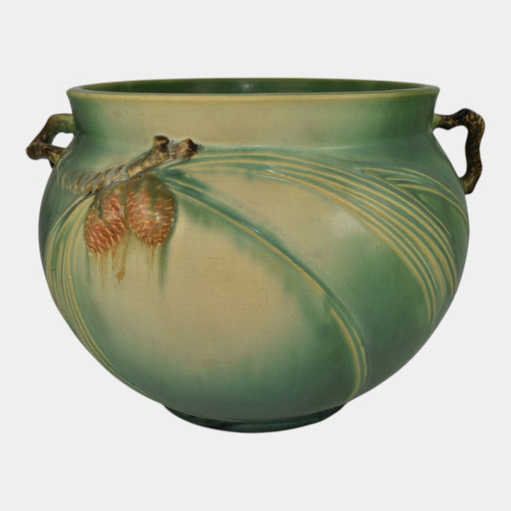 Roseville Pine Cone Green 1935 Vintage Pottery Ceramic Jardiniere Planter 632-8
