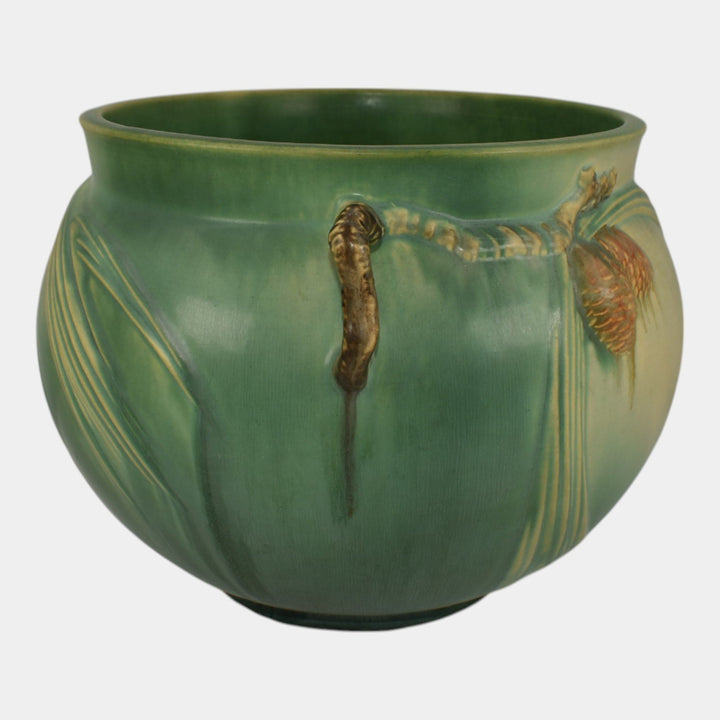 Roseville Pine Cone Green 1935 Vintage Pottery Ceramic Jardiniere Planter 632-8