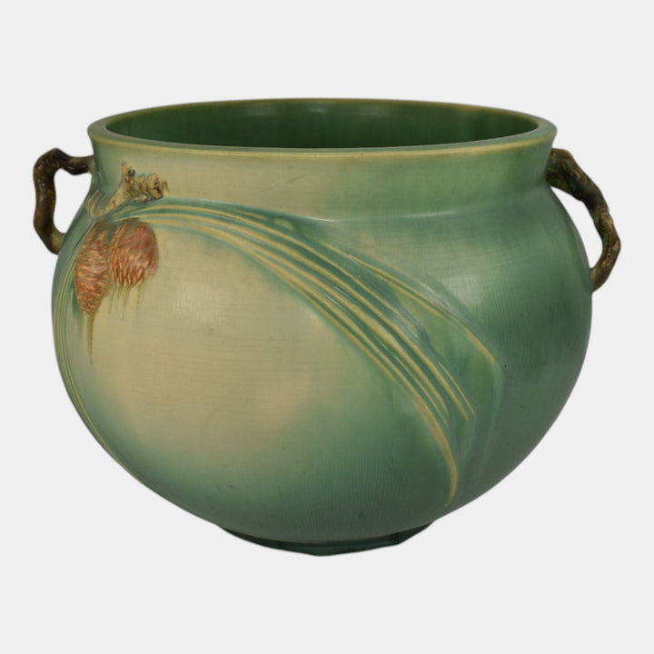 Roseville Pine Cone Green 1935 Vintage Pottery Ceramic Jardiniere Planter 632-8