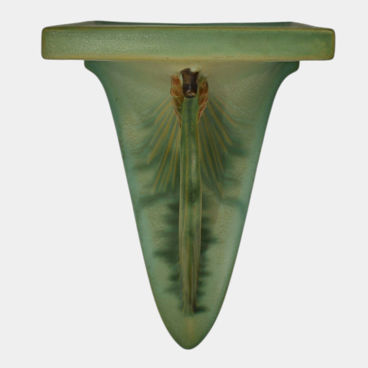 Roseville Pine Cone Green 1935 Vintage Art Deco Pottery Ceramic Wall Shelf 1