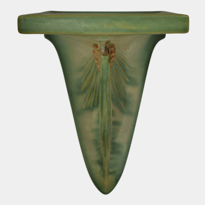 Roseville Pine Cone Green 1935 Vintage Art Deco Pottery Ceramic Wall Shelf 1