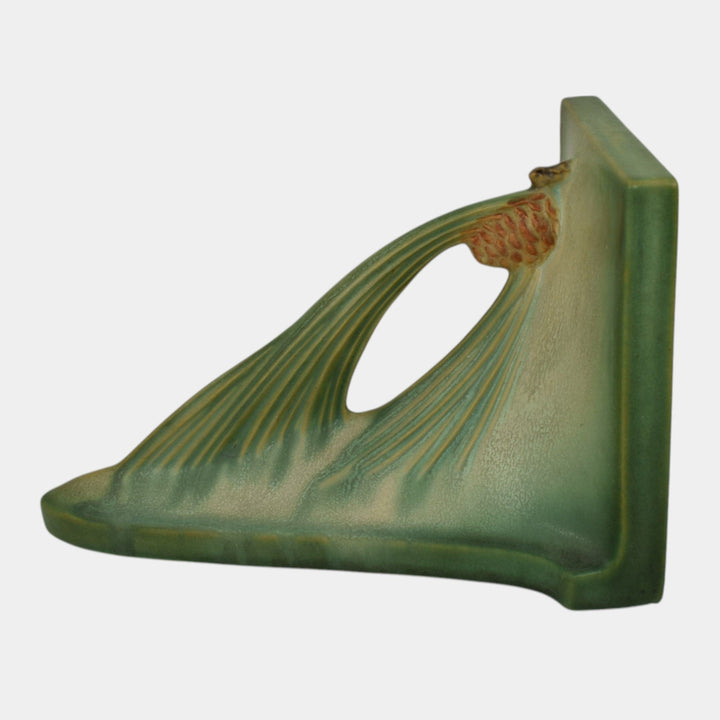 Roseville Pine Cone Green 1935 Vintage Art Deco Pottery Ceramic Wall Shelf 1