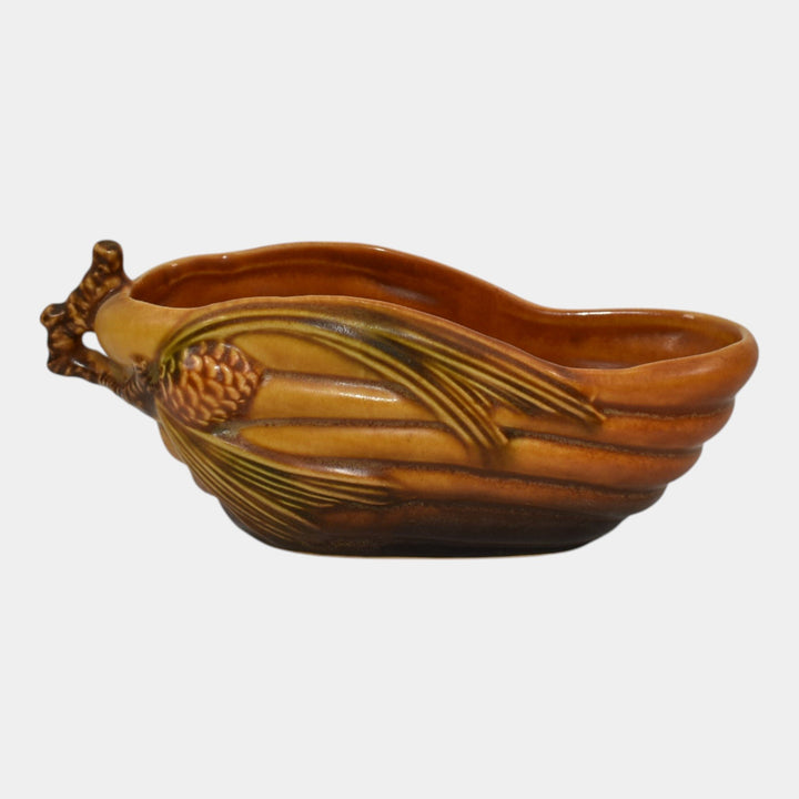 Roseville Pine Cone Brown 1940 Vintage Mid Century Modern Pottery Planter 455-6