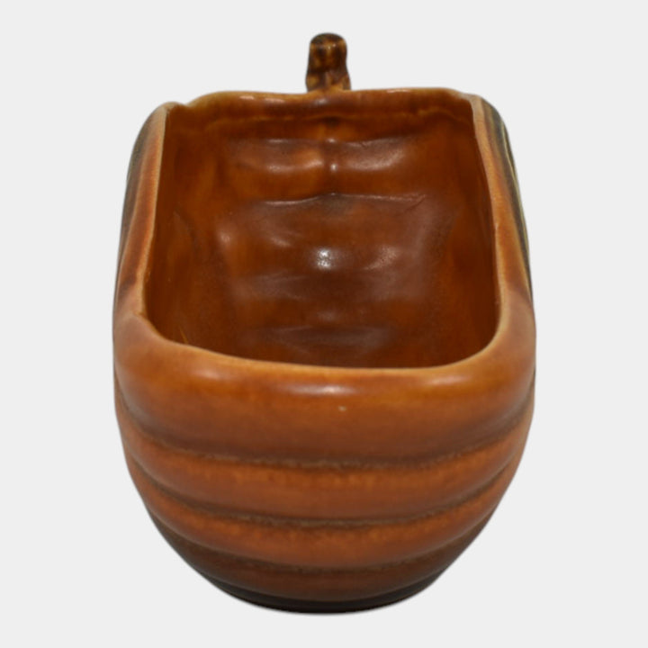 Roseville Pine Cone Brown 1940 Vintage Mid Century Modern Pottery Planter 455-6